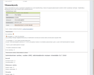 Screenshot of a questionare
